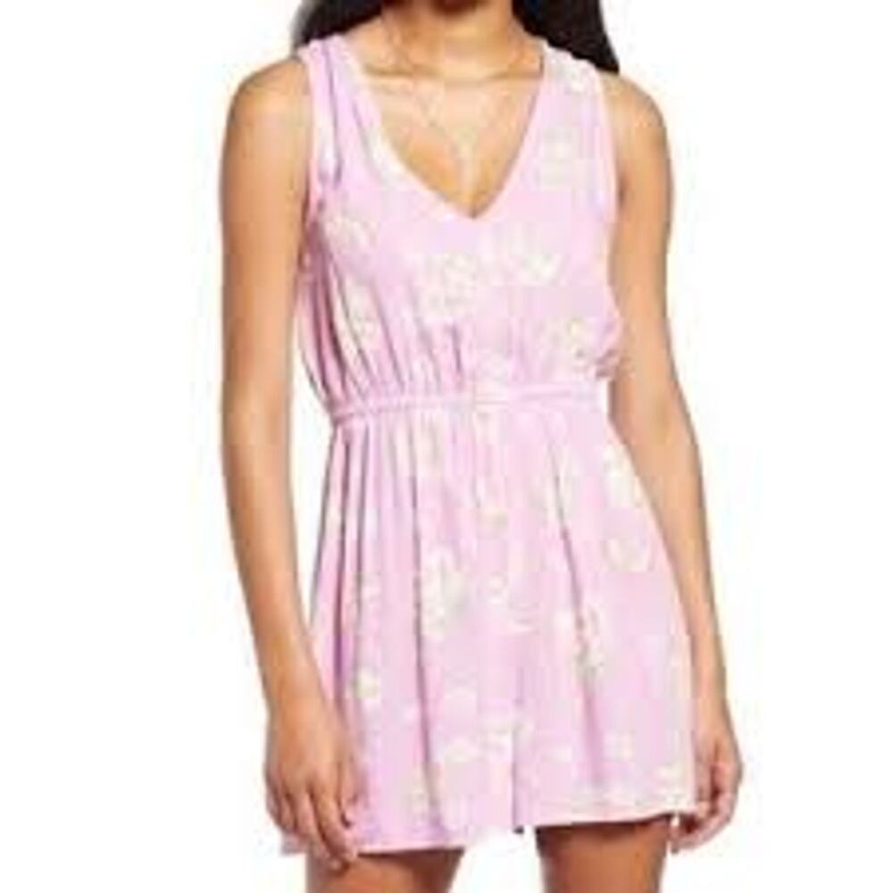 Bp Romper Women's Medium Playsuit Pink Floral V Neck Sleeveless